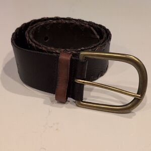 Gap Jeans Women's Brown Genuine Leather Woven Belt Size S Boho Statement Belt